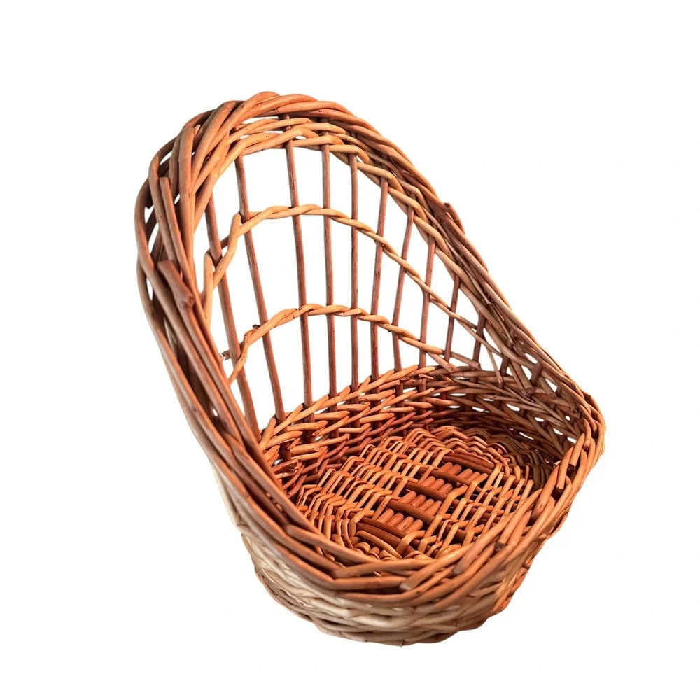 Vintage Handwoven Willow Wicker Basket French Country Cottagecore Flower Decor